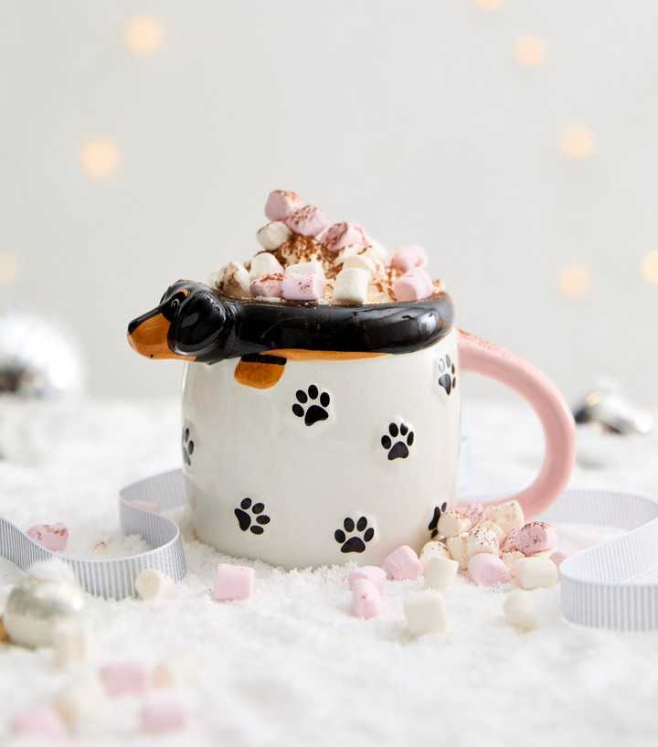 Cream Sausage Dog Top Mug