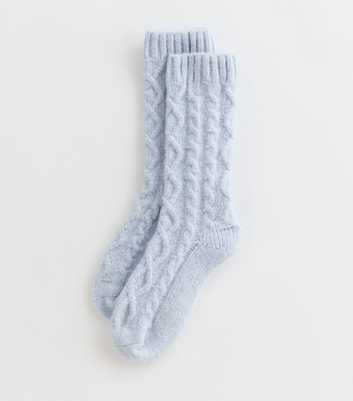 Light Blue Chunky Cable Knit Ankle Socks