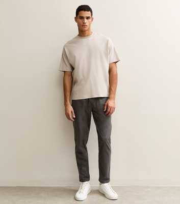 Dark Grey Regular Cotton Tapered Trousers