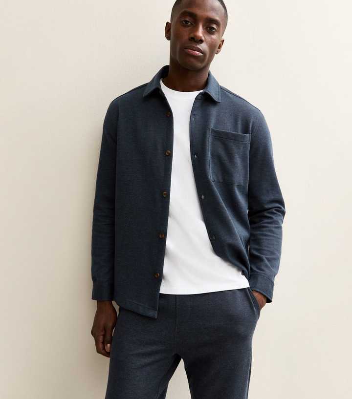 Navy Regular Knit Pique Overshirt