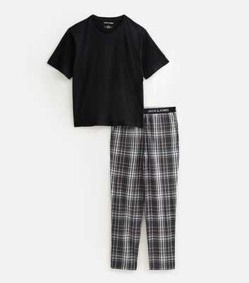Jack & Jones Black T-Shirt and Check Trousers Gift Set