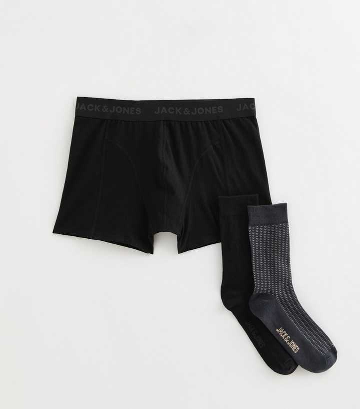Jack & Jones Black Patterned Boxers and Socks Gift Set