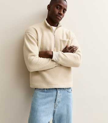 Jack & Jones Oatmeal Teddy High Zip Neck Sweatshirt