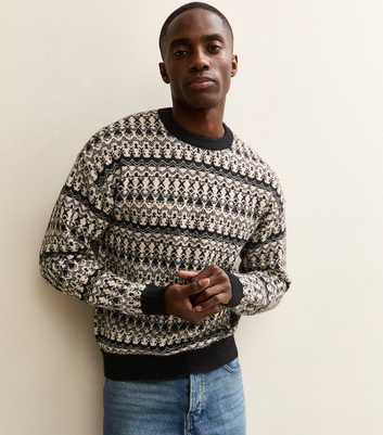 Jack & Jones Black Fairisle Knit Jumper