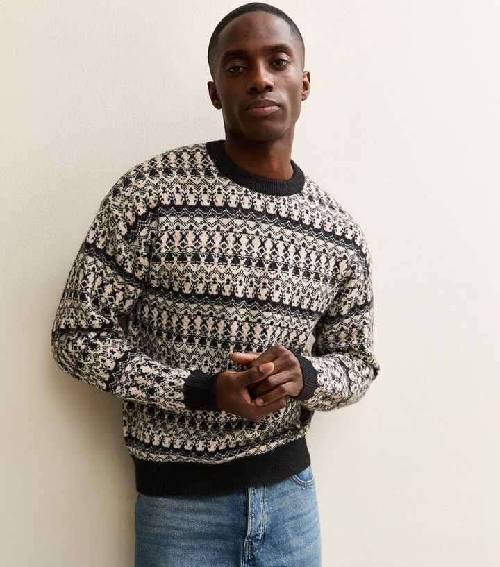 Jack & Jones Black Fairisle Knit Jumper