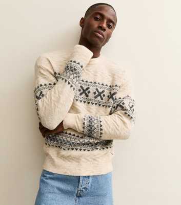 Jack & Jones Cream Fairisle Knit Jumper