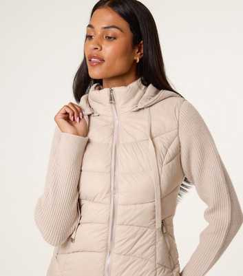 Blue Vanilla Stone Knitted Sleeve Puffer Jacket