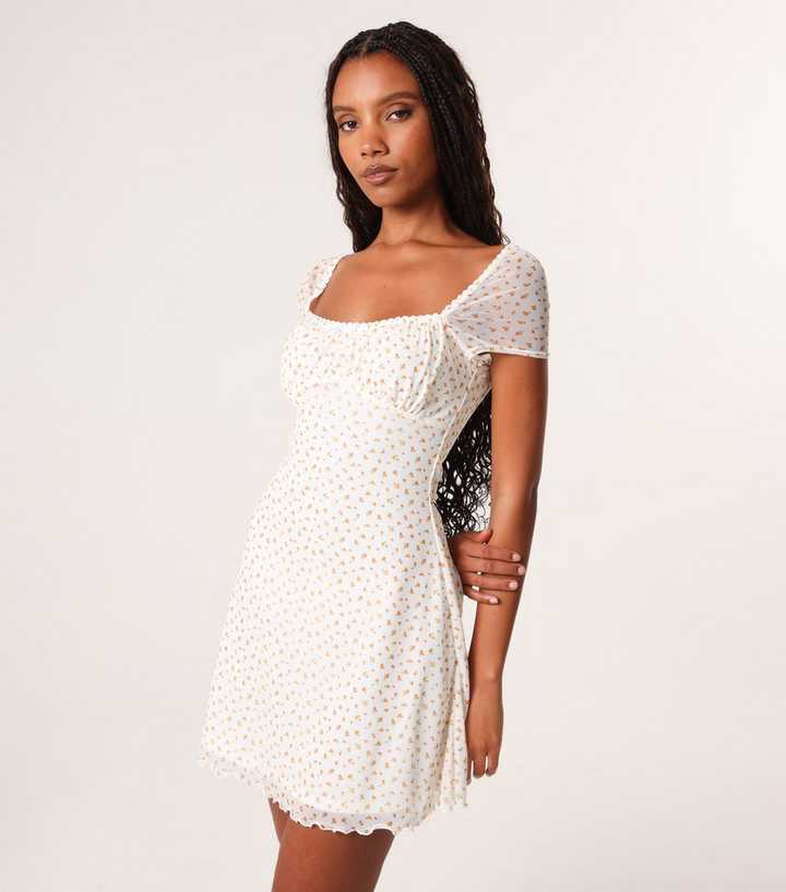 Pink Vanilla White Floral Print Mini Dress