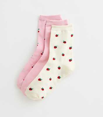 Pack of 3 Pink Strawberry Cherry Ankle Socks