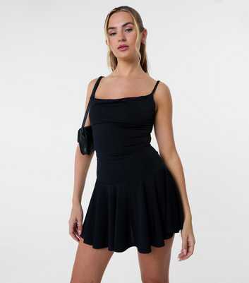 Pink Vanilla Black Strappy Flip Skirt Mini Dress