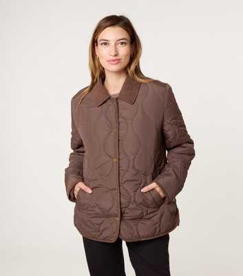 Blue Vanilla Brown Quilt Cord Collar Coat