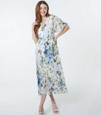 Blue Vanilla Blue Wrap Front Pleated Skirt Midi Dress