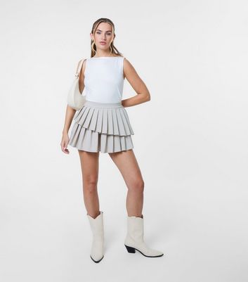 Pink Vanilla Stone Pleated Asymmetric Mini Skirt | New Look