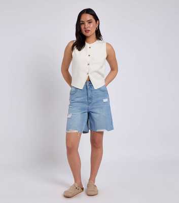 Urban Bliss Light Blue Distressed Bermuda Denim Shorts