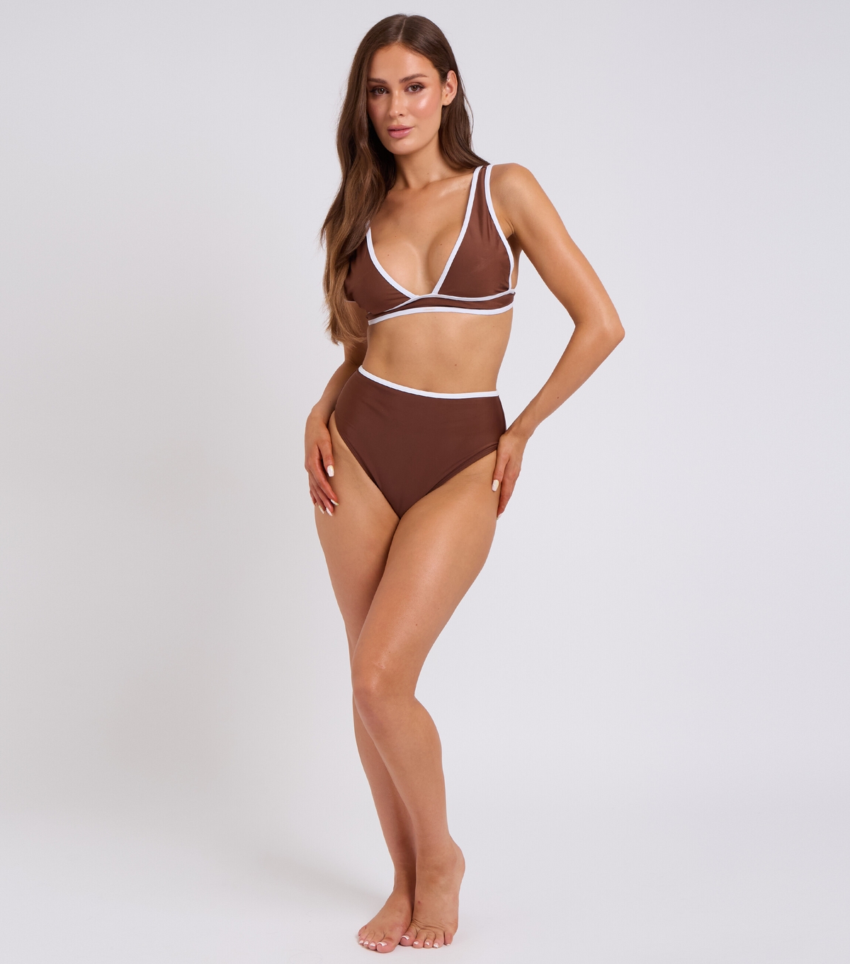 Urban Bliss Women's Rust Brown Contrast Trim Bikini Bottoms New Look Uk Size 8