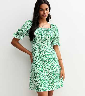 Sunshine Soul Green Abstract Spot Print Mini Dress