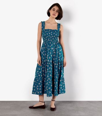Robe Midi Longue Kitri Femme - Taille US 8 (UK 12) - Bleu Bleuet - Ceinture Smocked - Neuf Avec étiquettes
