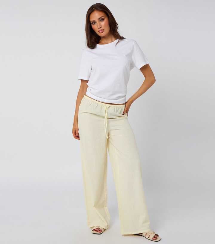 Urban Bliss Lemon Yellow Wide Leg Elasticated Trousers