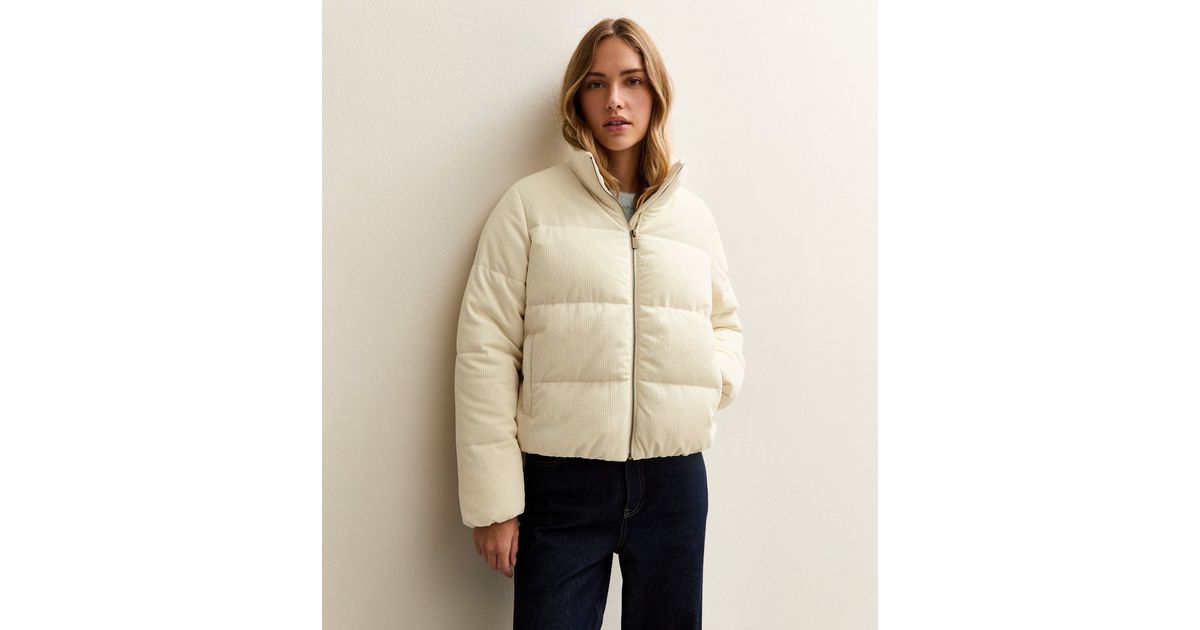 cream corduroy puffer jacket
