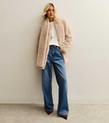 Cream Faux Fur Jacket and Scarf Set