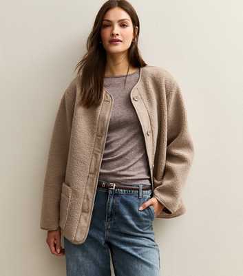 Tall Mink Short Teddy Collarless Jacket