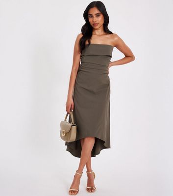green emerald velvet dress Sheila | Black Bandeau Maxi Dress with Scarf Detail main image 1