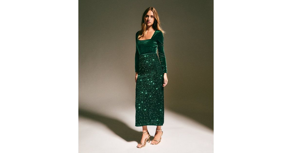 green fall maternity dress Long Sleeve Empire Waist Maxi Dress