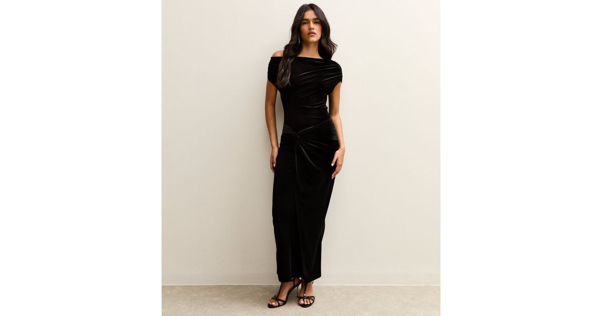 black maxi sweater dress Black Side Slit Midi Dress main image 1
