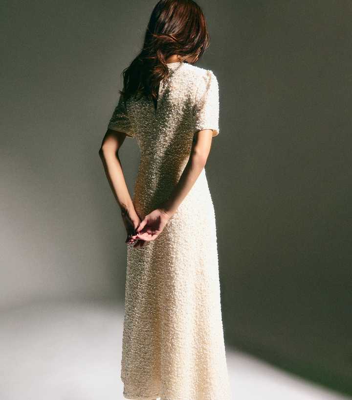 new look women's velvet a-line midi sequin dress reviews Cream Velvet A-Line Midi Sequin Dress
