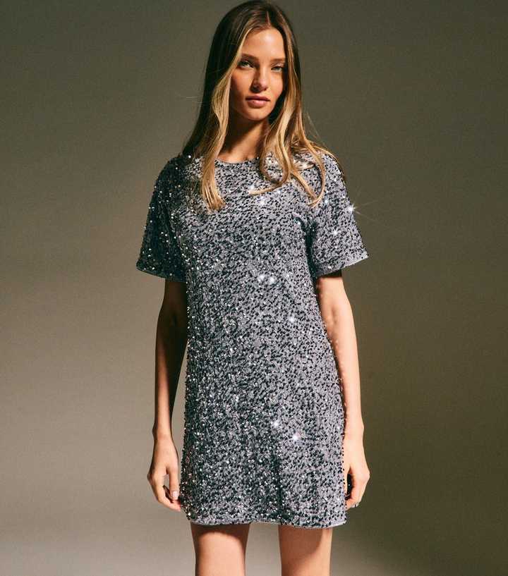 new look silver dress Silvermoon Sequin Dress