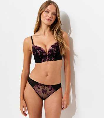 Black and Purple Floral Brazilian