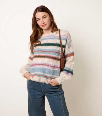 Blue Vanilla Off White Striped Knitted Jumper