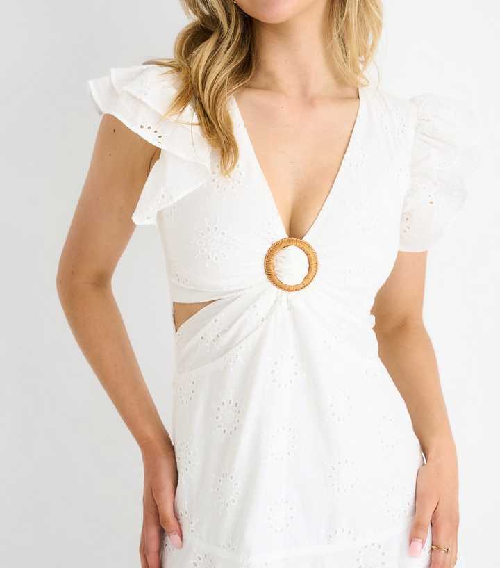 white christmas dresses French Connection Cilla Broderie Anglaise Cut-Out Mini Dress