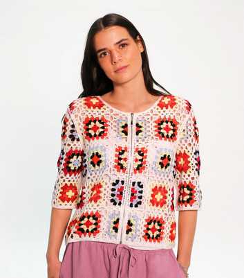 Sunshine Soul White Crochet Boxy Bomber Jacket