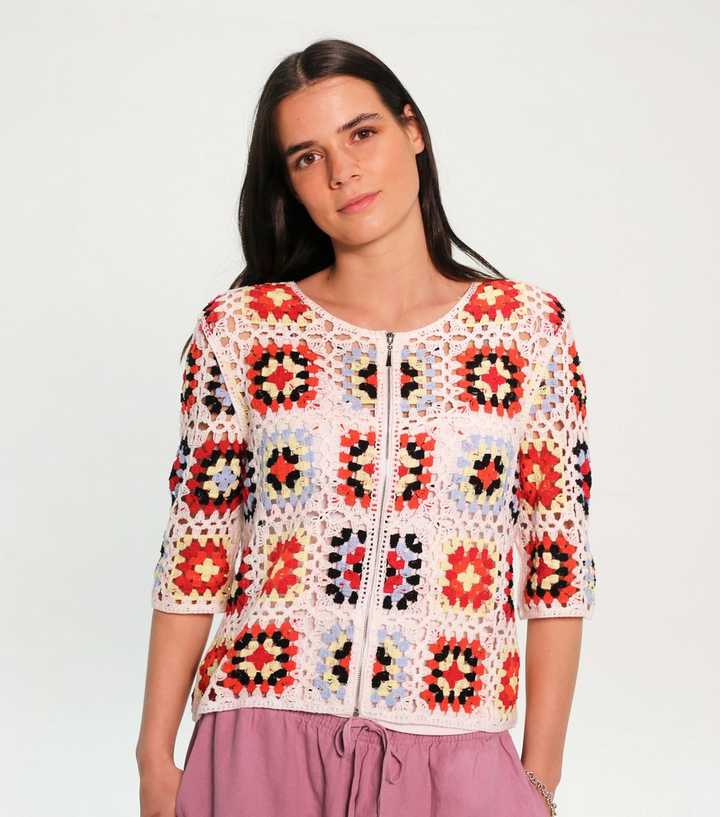 Sunshine Soul White Crochet Boxy Bomber Jacket