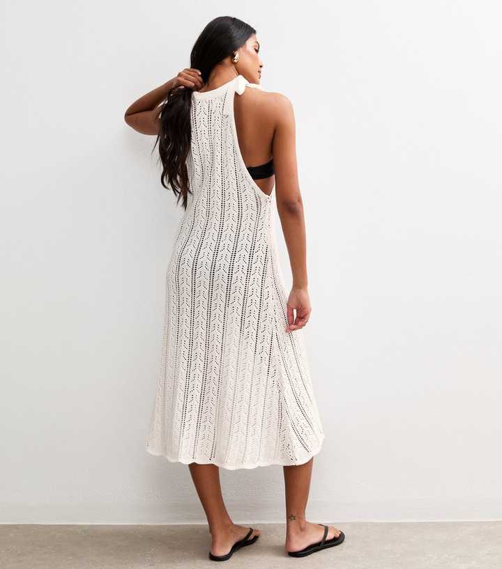 Sunshine Soul White Crochet Tie Shoulder Midi Dress | New Look