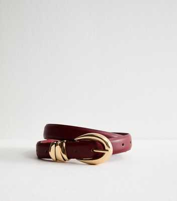 Burgundy Faux Leather Triple Belt Loop Belt