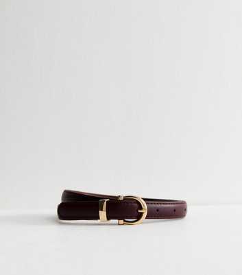 Dark Burgundy Faux Leather Skinny Belt