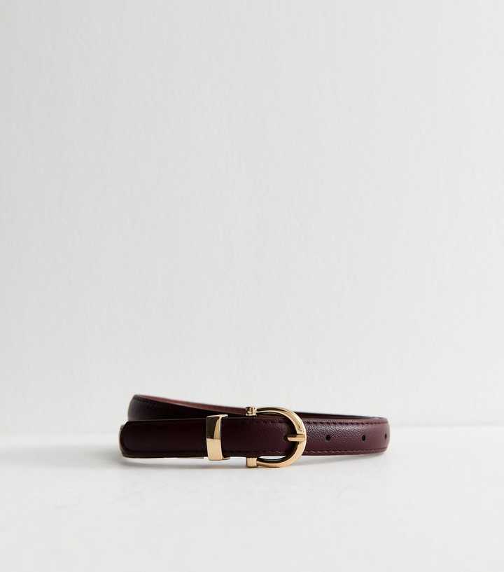 Dark Burgundy Faux Leather Skinny Belt
