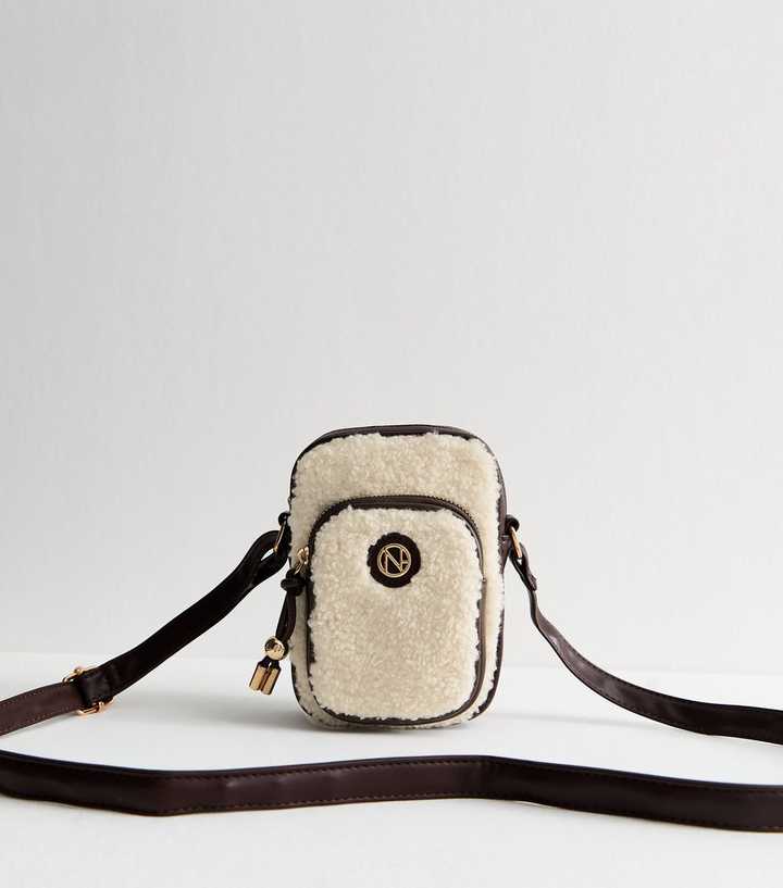Cream Borg Phone Bag