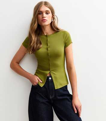 Light Green Ribbed Button Up Baby Tee