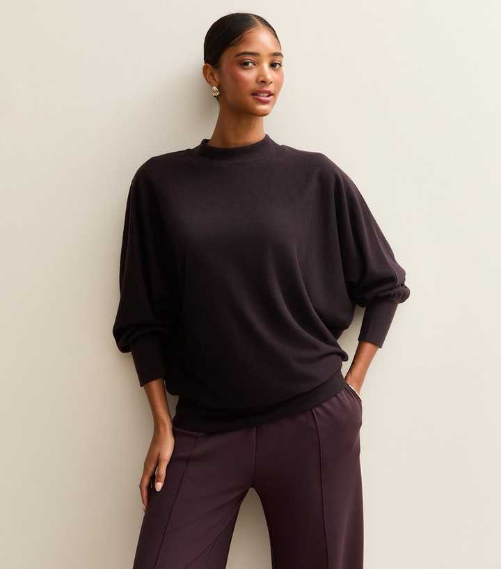 Dark Purple Soft Touch Batwing Jumper