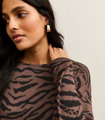 Brown Soft Touch Tiger Print Top