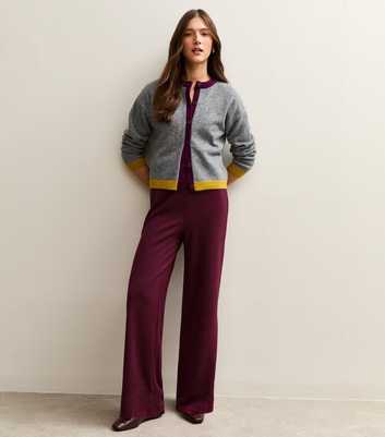Burgundy Soft Touch Wide Leg Jersey Trousers