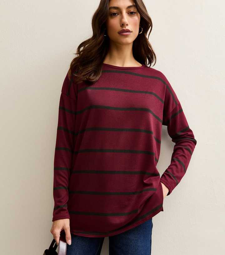 Tall Burgundy Long Sleeve Stripe Top New Look — free download