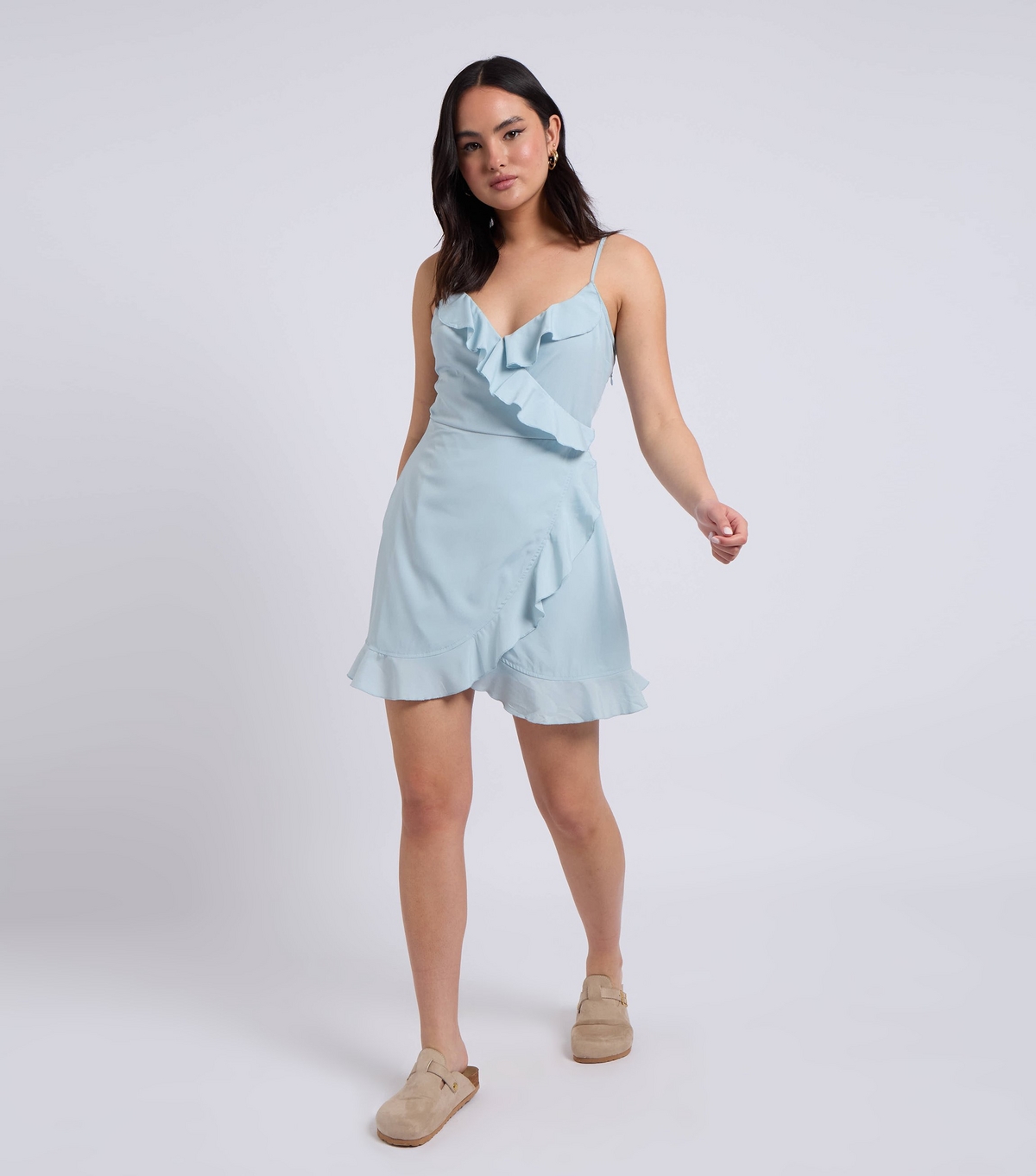 Urban Bliss Women's Pale Blue Light Blue Frill Trim Cami Tea Dress New Look Uk Size 14