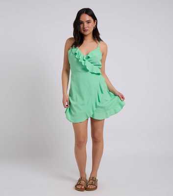 Urban Bliss Light Green Frill Trim Cami Tea Dress