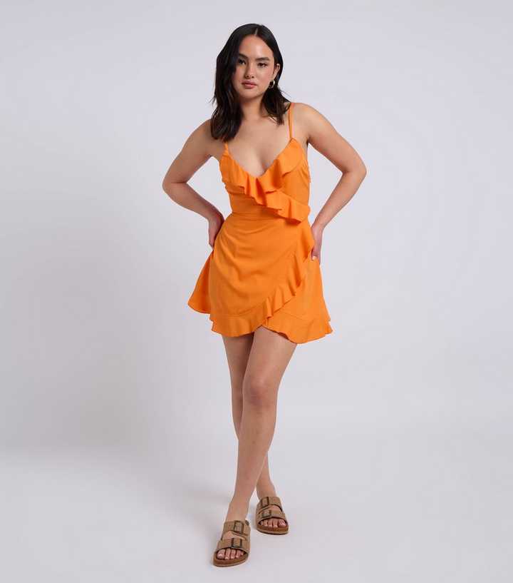 Urban Bliss Bright Orange Frill Trim Cami Tea Dress
