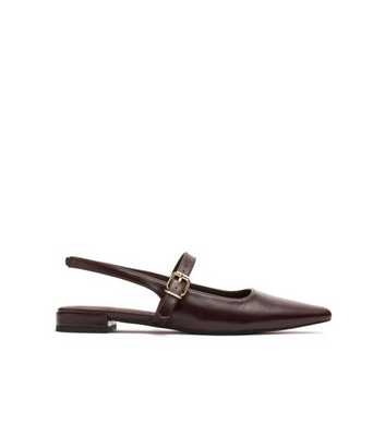 London Rebel Dark Brown Faux Leather Slip On Ballet Flats