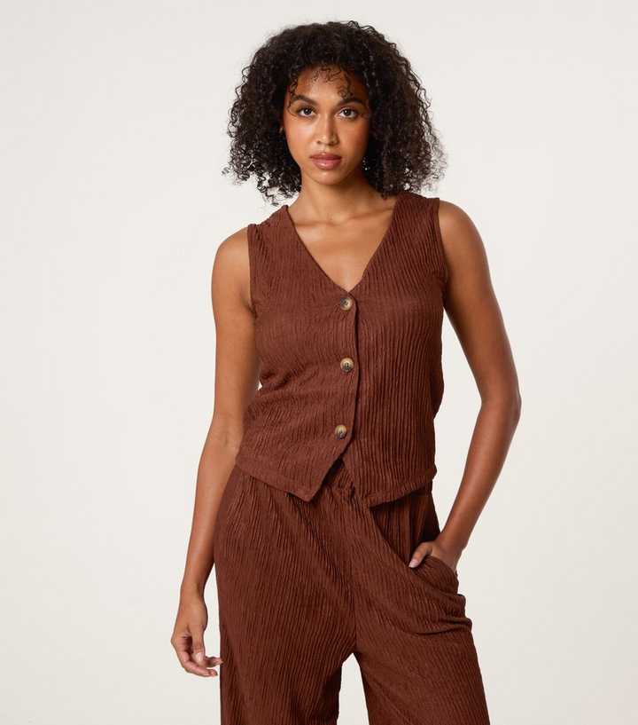 Blue Vanilla Brown Textured Waistcoat